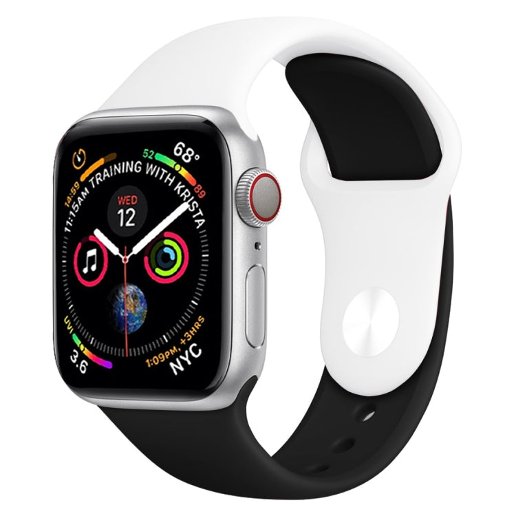 Silicone double-color Apple Watch 42mm band, white and black with strap perforations