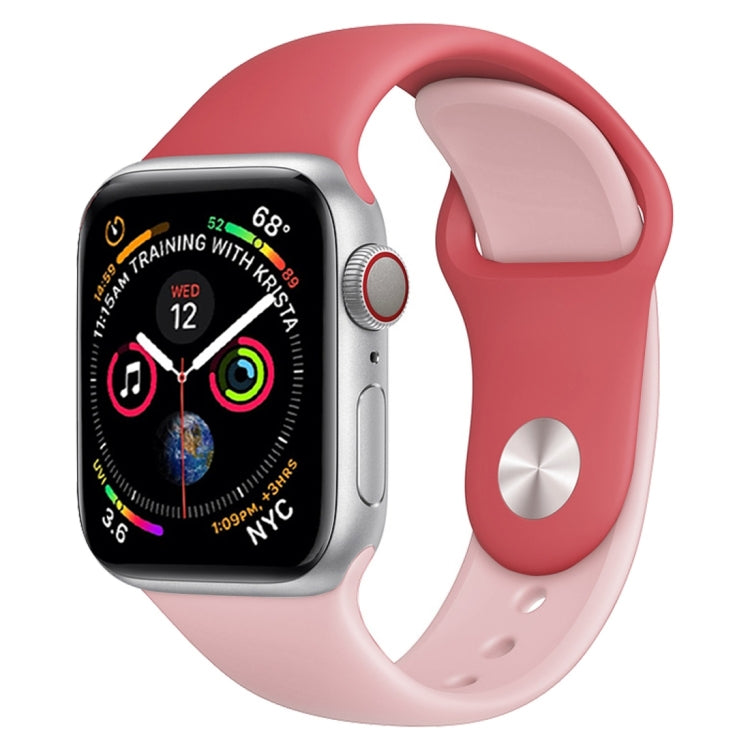 Double-color silicone watch band with coral pink and light pink strap for Apple Watch 42mm