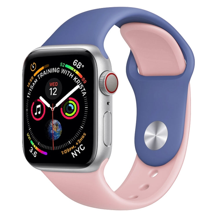 Double-color silicone watch band with blue and light pink strap for Apple Watch 42mm