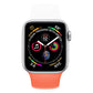 Silicone double-color Apple Watch 42mm band, white and orange with round metal pin
