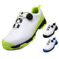 Men's waterproof golf sneakers set, white upper with neon green or blue accents
