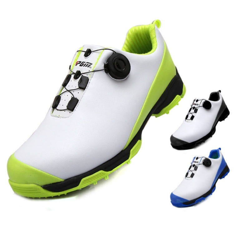 Men's waterproof golf sneakers set, white upper with neon green or blue accents