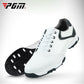 Men's white golf sneaker, angled view showing black studded outsole