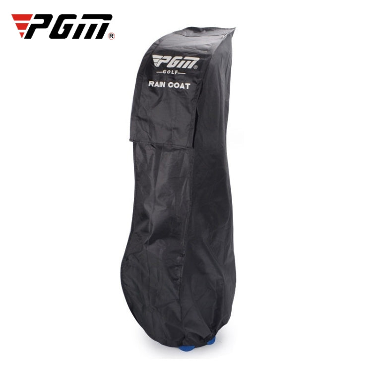 Black golf bag rain cover with PGM logo panel, full bag coverage