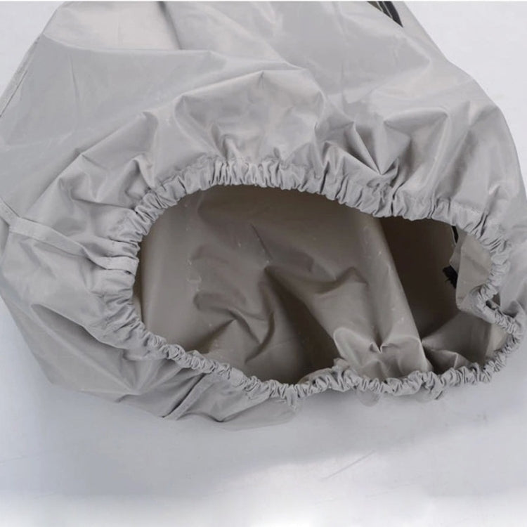 Grey golf bag rain cover opening with elastic drawstring rim, close-up interior