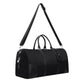Black nylon duffel bag with long shoulder strap and short carry handles