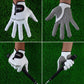 White men’s golf sheepskin glove set with anti-slip grip, perforated fingers, cuff detail