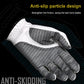 White golf glove palm with anti-slip particle design for a more stable swing