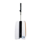 White golf wind swing trainer base with vertical black rod and grip