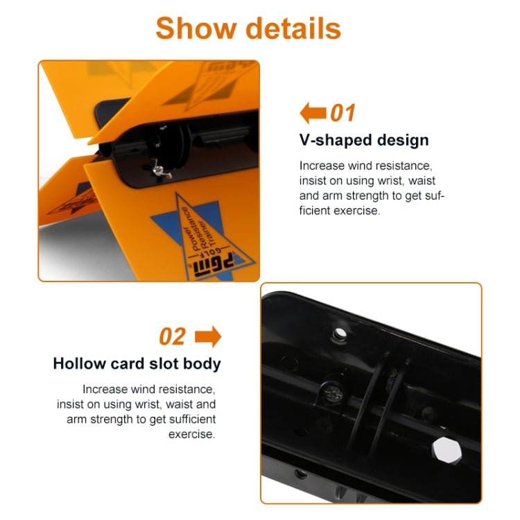 Orange wind swing trainer close-up of black fan resistance housing