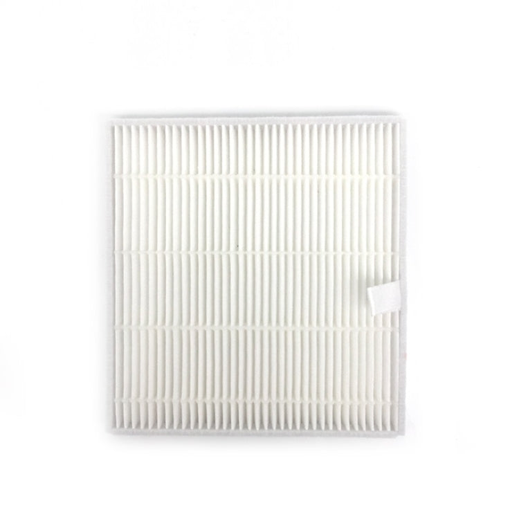 Vacuum cleaner filter mesh with white grid and latch tab, rectangular