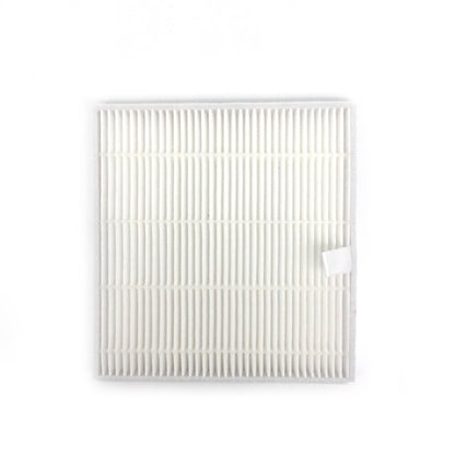 Vacuum cleaner filter mesh with white grid and latch tab, rectangular