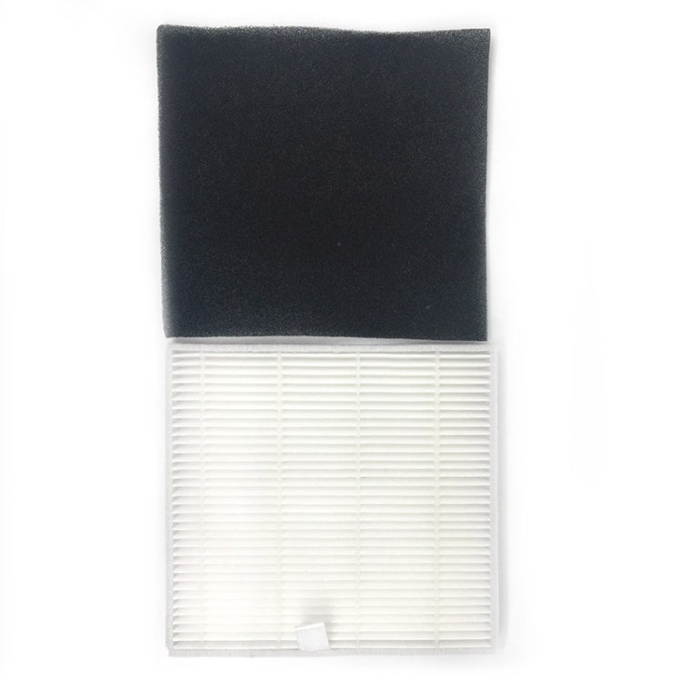 Vacuum cleaner filter insert with dark foam pad and white grid backing, rectangular