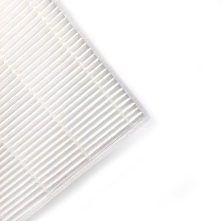 Vacuum cleaner filter mesh close-up with white pleated lines and corner cutout