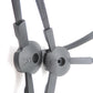 Robot vacuum side brush hubs marked R and L with gray arms and bristles