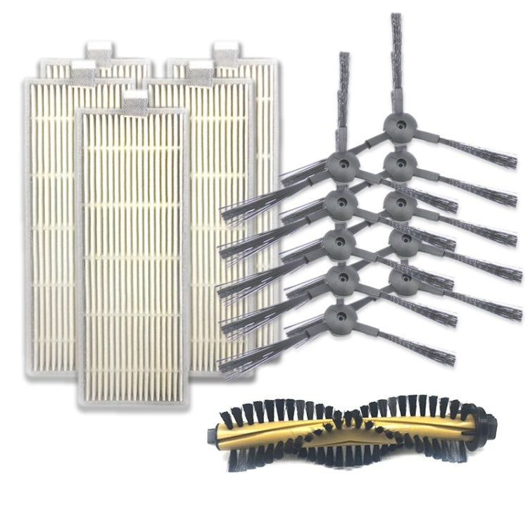Robot vacuum side brush set with multiple bristles, plus main brush and filters