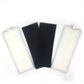 Replacement vacuum filters with white pleated media and two dark foam pieces