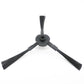 Robot vacuum side brush with three black bristle fins and central circular mount