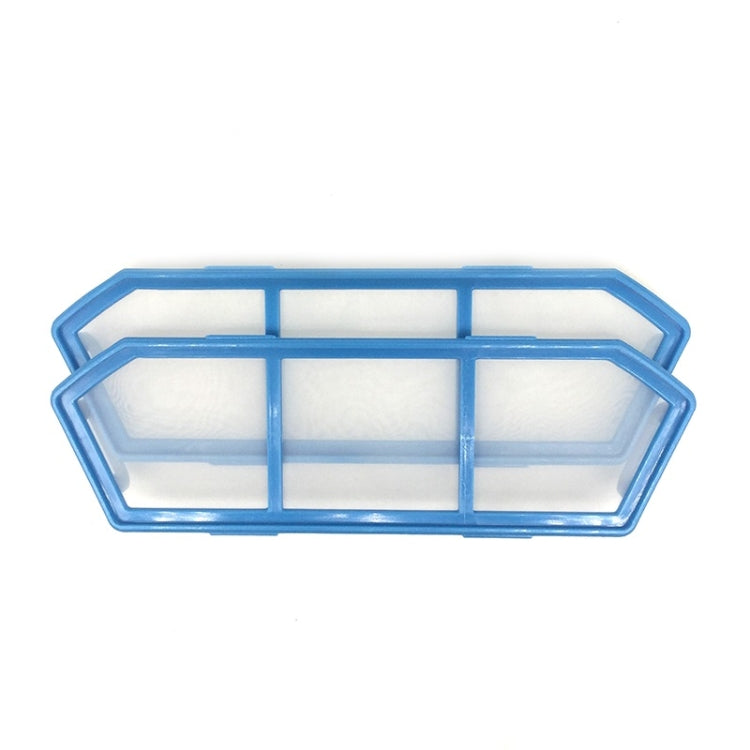 Robot vacuum replacement filter with blue plastic frame and 3-grid panel