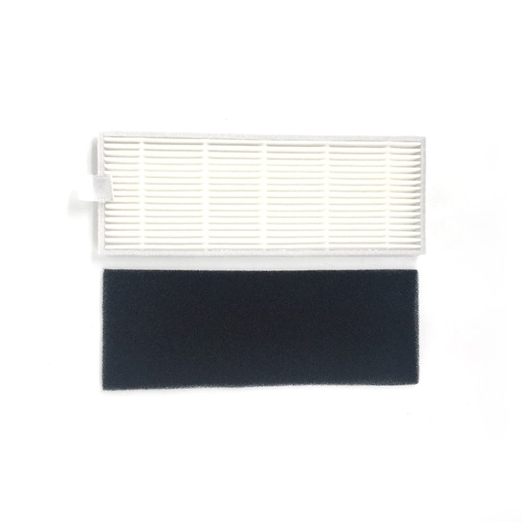 Robot vacuum replacement filter with white pleated panel and black foam pad
