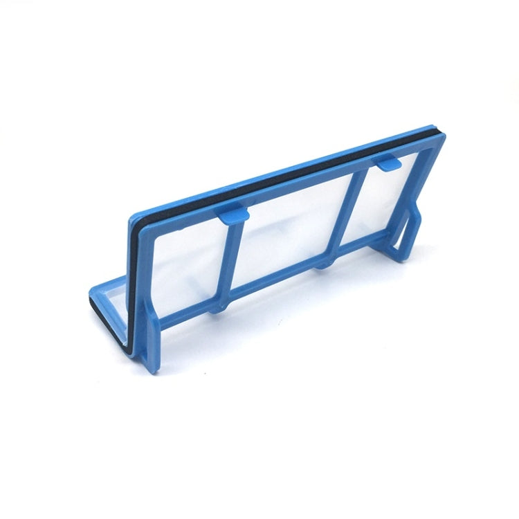 Robot vacuum blue frame filter holder with one white mesh filter panel