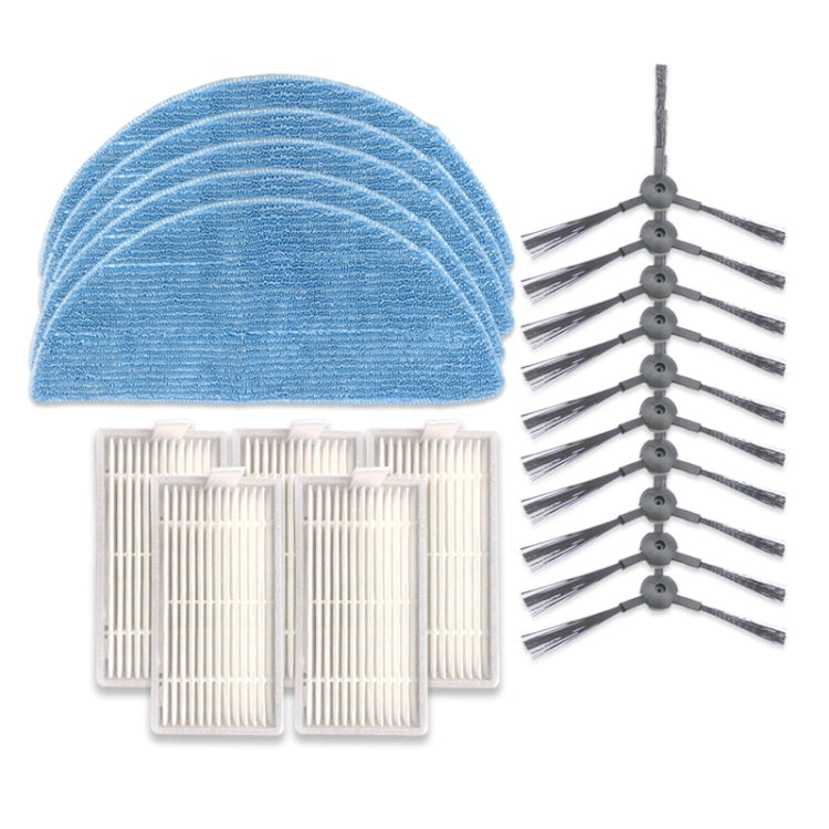 Robot vacuum brush and filter set with blue cleaning pads and white filter cartridges