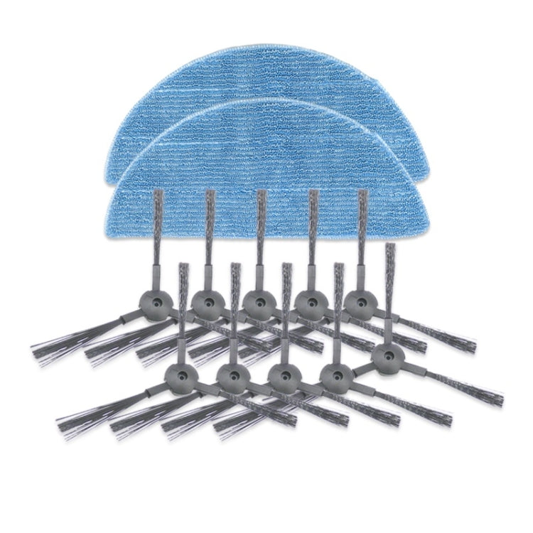 Robot side brush set with blue scrubbing pad and black bristle brushes