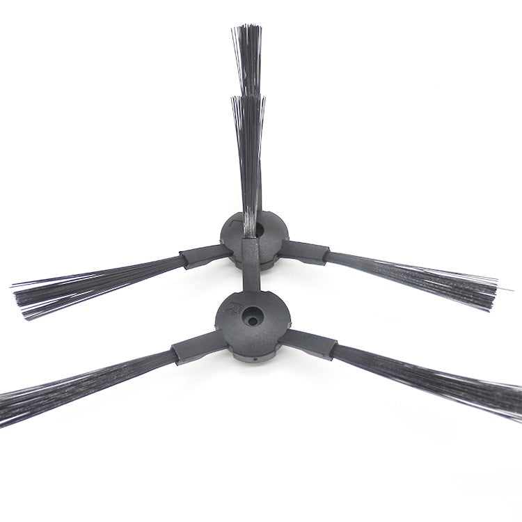 Robot side brush assembly with black bristles on gray hub base