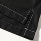 Men's black shirt jacket hem with contrast stitching and stitched inner placket