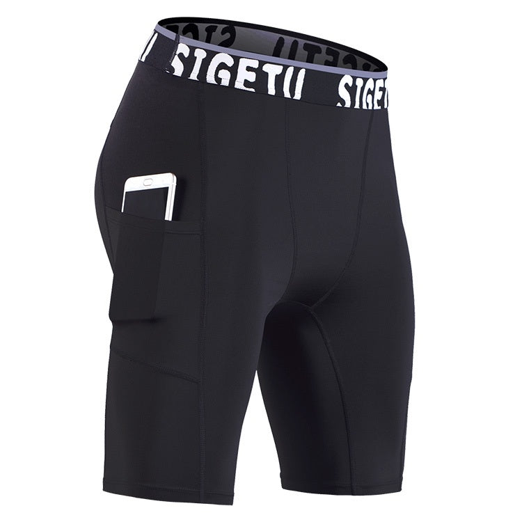 Men's quick-drying stretch boxer briefs, black with logo waistband and front pouch pocket