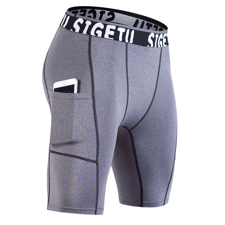 Men's quick-drying stretch boxer briefs, gray with black seams and front pouch pocket