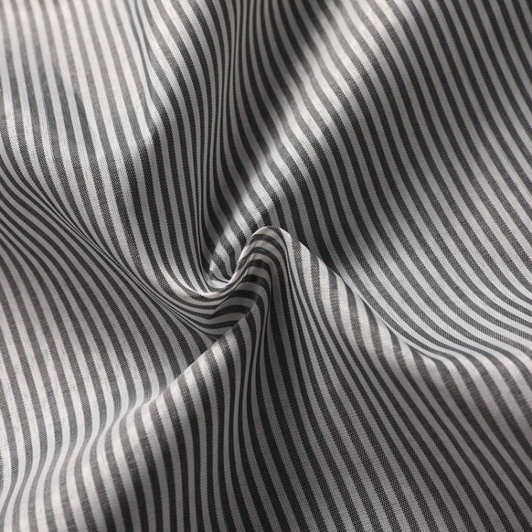 Striped inner lining fabric in gray and white with subtle woven texture