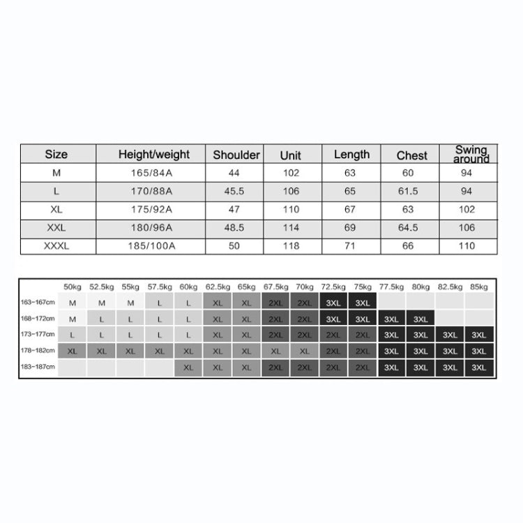 Size chart table for men's slim-fit washed PU leather jacket
