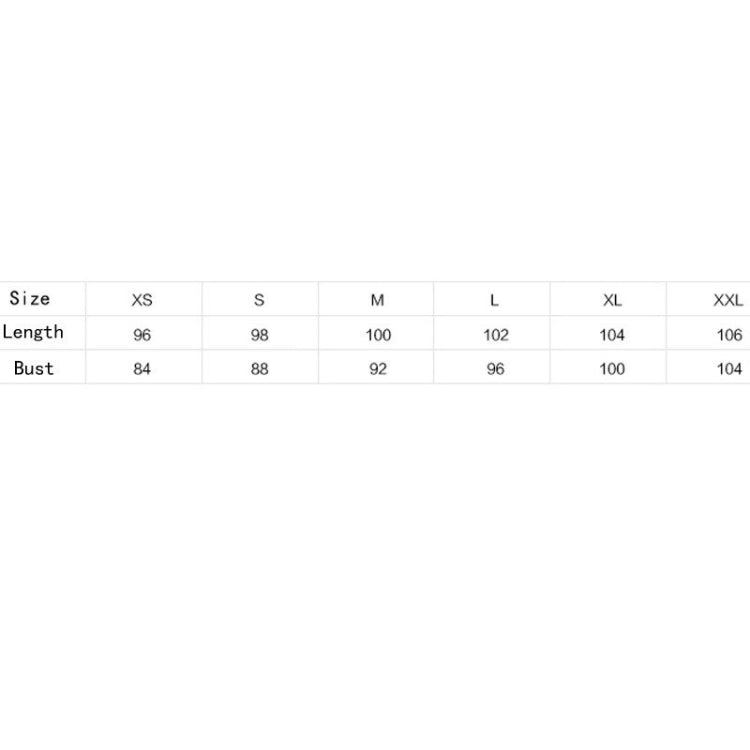 Size chart table for women cape shawl coat, lengths and bust by size