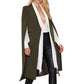 Women’s dark olive cape coat with open neckline and long straight sleeves