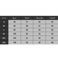 Size chart listing S to 3XL with bust, chest, shoulder, and length measurements
