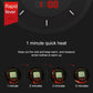 Heated vest control display with rapid fever setting and quick-heat timer icons
