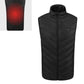 Men's black sleeveless puffer vest with quilted baffle lines and stand collar