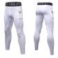 White running tights with phone pocket, contoured seams, stretch compression fit