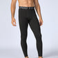 Black compression running tights with stretch fit and side phone pocket