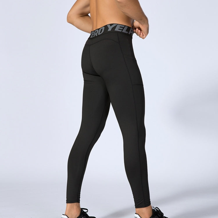 Black compression running tights with contoured seams and stretch fit