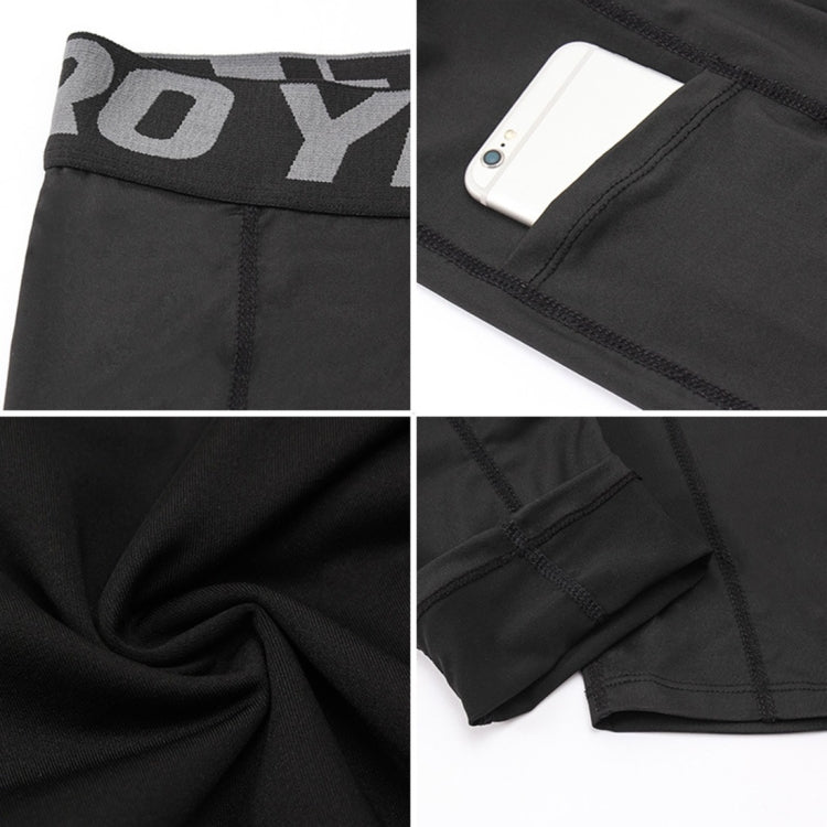 Black running tights detail: wide waistband and side phone pocket