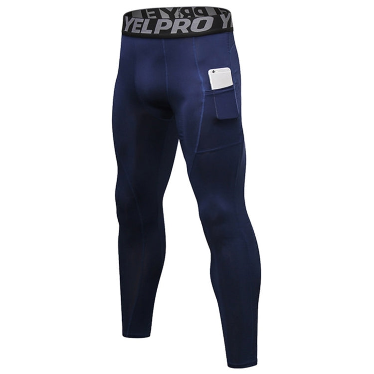 Stretch running tights with phone pocket, deep navy color, full length