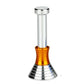 Desktop anti-stress magnet toy with gold base and silver vertical chamber