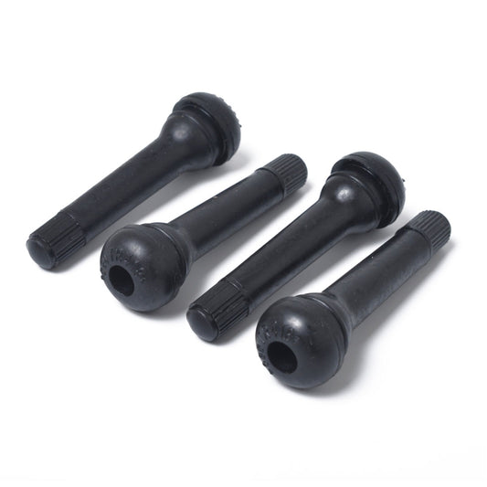 Snap-in Short Black Rubber Valve Stem (TR418) 4-Pack with Valve Core Wrench for Tubeless 0.453 Inch 11.5mm Rim Holes on Standard Vehicle Tires, TR418