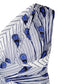 Feather-print fabric close-up with ruched waist seam and gathered skirt