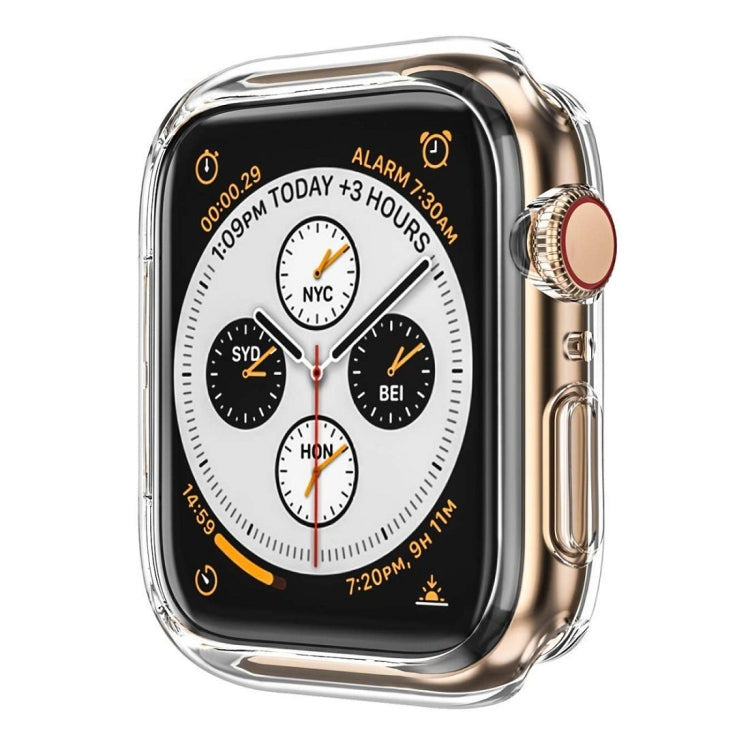 Clear TPU Apple Watch case for 44mm, rose gold watch with screen protector