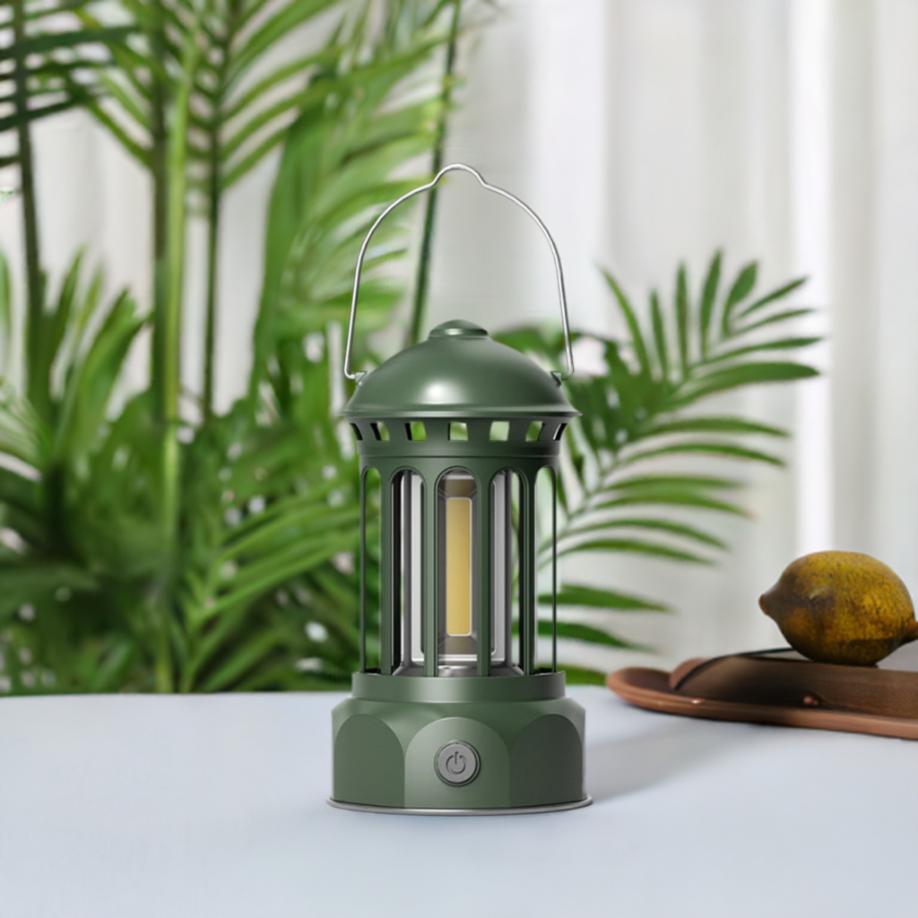 Battery Model COB Portable Outdoor Camping Lamp Atmosphere Tent Lamp Retro Lamp, Size: Small Green Button Color Random